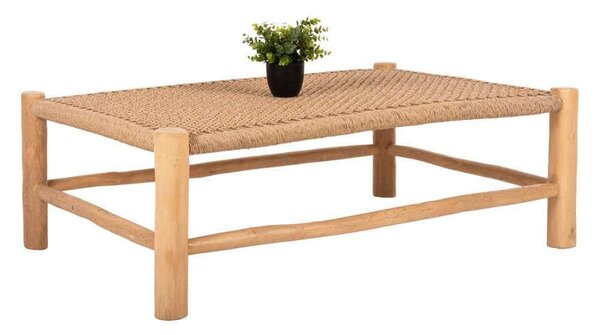 Τραπέζι Σαλονιού Londer HM5985 119x79,5x41cm Από Ξύλο Teak Rattan Natural