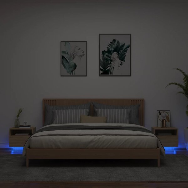 VidaXL Κομοδίνα με Φώτα LED 2 τεμ. Sonoma Δρυς 40 x 39 x 37 εκ