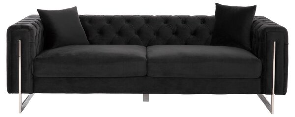 ΚΑΝΑΠΕΣ τ.CHESTERFIELD MOBAR HM3263.04 ΜΑΥΡΟ ΒΕΛΟΥΔΟ-ΜΕΤΑΛΛΙΚΑ ΠΟΔΙΑ 212x87x68Υεκ