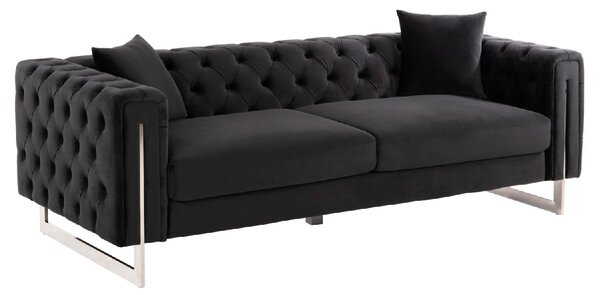 ΚΑΝΑΠΕΣ τ.CHESTERFIELD MOBAR HM3263.04 ΜΑΥΡΟ ΒΕΛΟΥΔΟ-ΜΕΤΑΛΛΙΚΑ ΠΟΔΙΑ 212x87x68Υεκ