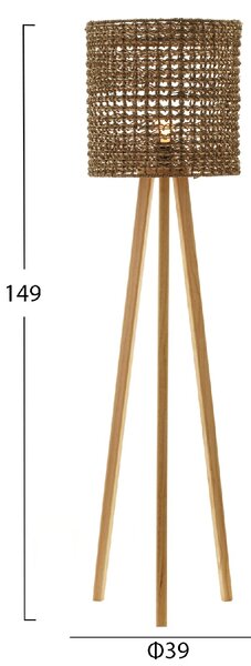 ΕΠΙΔΑΠΕΔΙΟ ΦΩΤΙΣΤΙΚΟ HM4351 RUBBERWOOD-RATTAN-PAPER ROPE ΣΕ ΦΥΣΙΚΟ Φ36x149,5Υεκ