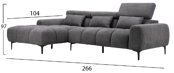 ΚΑΝΑΠΕΣ ΑΡΙΣΤΕΡΗ ΓΩΝΙΑ DIVYA HM3267.02L ΣΥΝΘ.SUEDE ΓΚΡΙ 266x104x97Υεκ