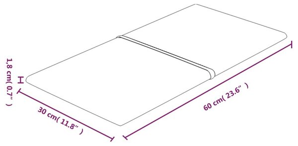 Πάνελ Τοίχου 12 τεμ. Μωβ 60 x 30 εκ. 2,16 μ² Υφασμάτινα - Μωβ