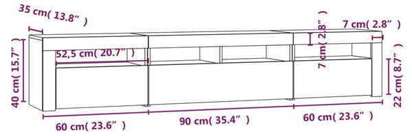 Έπιπλο Τηλεόρασης με LED Καπνιστή Δρυς 210x35x40 εκ. - Καφέ