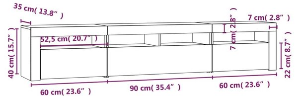 Έπιπλο Τηλεόρασης με LED Γυαλιστερό Λευκό 210x35x40 εκ. - Λευκό