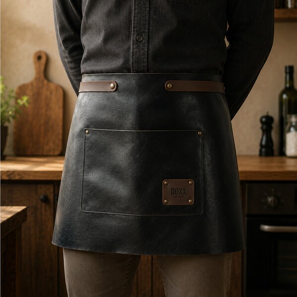 Δερμάτινη Ποδιά Μέσης Doxx Amsterdam Rustic Leather Waist Apron με ρυθμιζόμενα λουράκια και διαστάσεις 65x40cm - Black