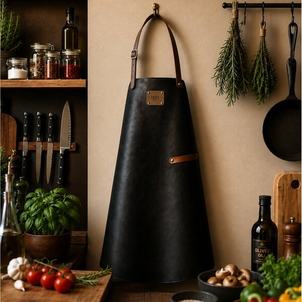 Δερμάτινη Ποδιά Λαιμού Doxx Amsterdam Rustic Leather Apron με ρυθμιζόμενα λουράκια και διαστάσεις 80x58cm - Black