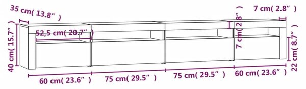 Έπιπλο Τηλεόρασης με LED Καπνιστή Δρυς 270x35x40 εκ. - Καφέ