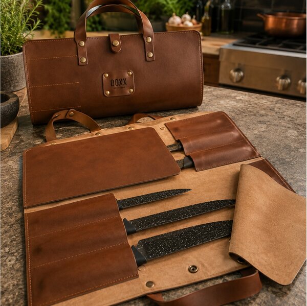 Δερμάτινη Θήκη Μαχαιριών Doxx Amsterdam Leather Knife Case 6 θέσεων - Dark Brown