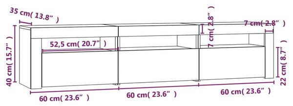 Έπιπλο Τηλεόρασης με LED Καφέ Δρυς 180x35x40 εκ. - Καφέ