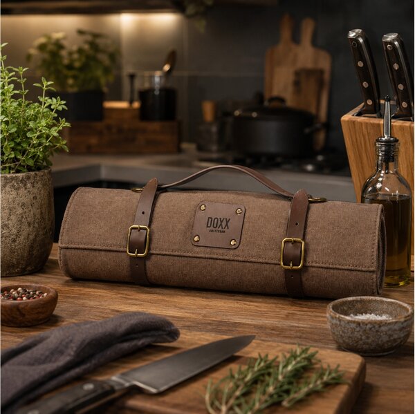 Θήκη Μαχαιριών από καμβά Doxx Amsterdam Washed Camvas 7 θέσεων - Brown
