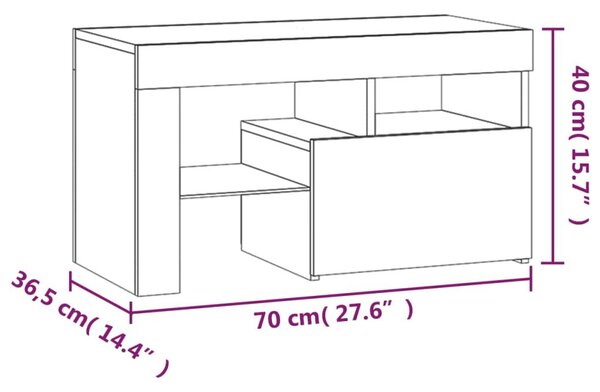 Κομοδίνα 2 τεμ. με LED Μαύρο 70 x 36,5 x 40 εκ. - Μαύρο