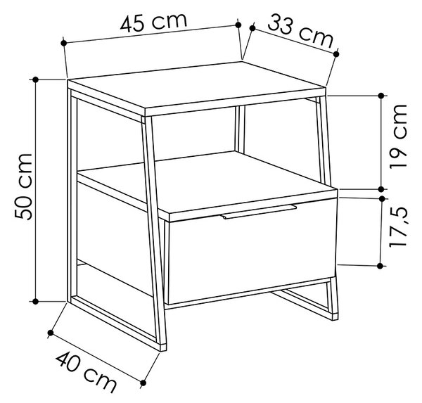 ΚΟΜΟΔΙΝΟ JOHANA PAKOWORLD ΜΑΥΡΟ-ΕΚΡΟΥ 45X40X50ΕΚ