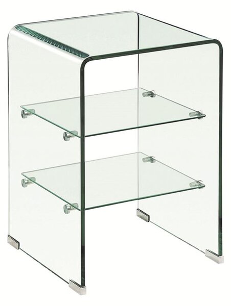 GLASSER Κομοδίνο Clear 2 Ράφια - Γυαλί 10mm / 5mm 40x40x60cm