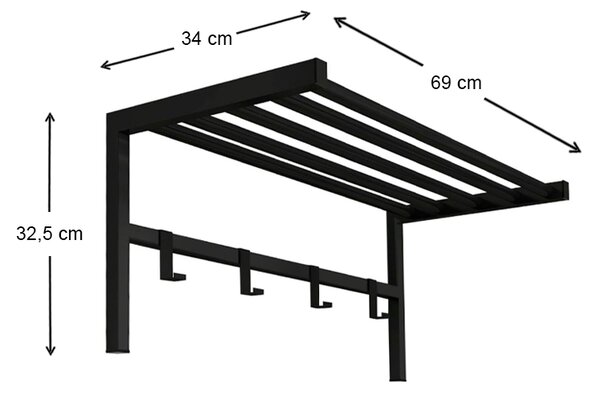 Κρεμάστρα τοίχου Ofred μεταλλική χρώμα μαύρο 69x34x32,5εκ