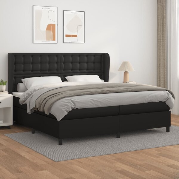 VidaXL Κρεβάτι Boxspring με Στρώμα Μαύρο 200x200 εκ. Συνθετικό Δέρμα