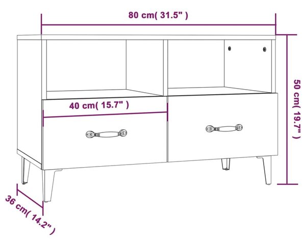 Έπιπλο Τηλεόρασης Γκρι Sonoma 80x36x50 εκ. από Επεξεργ. Ξύλο - Γκρι