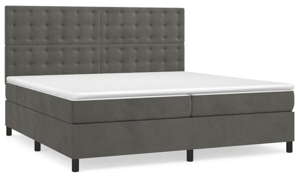 VidaXL Κρεβάτι Boxspring με Στρώμα Σκούρο Γκρι 200x200 εκ. Βελούδινο