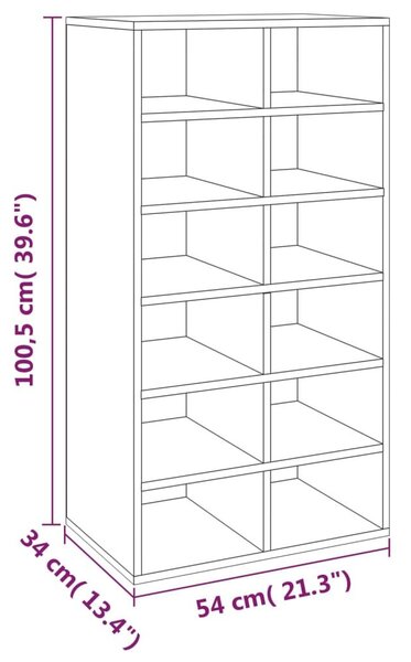 Παπουτσοθήκη Γκρι Sonoma 54x34x100,5 εκ. από Επεξεργασμένο Ξύλο - Γκρι