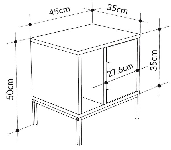 Κομοδίνο Glynn Megapap χρώμα λευκό 45x35x50εκ