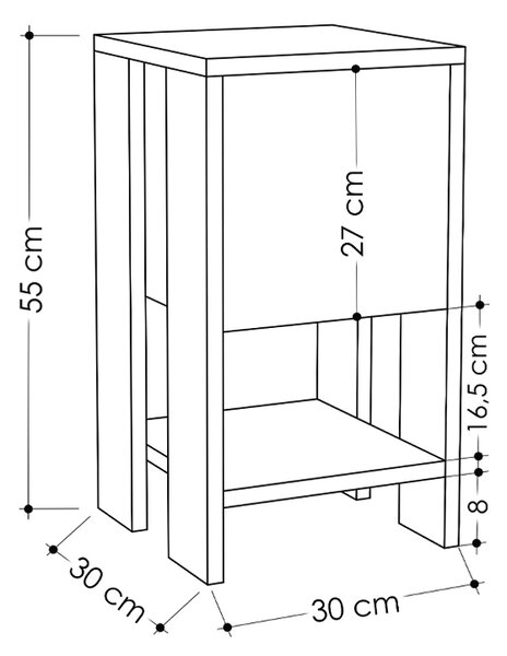 Κομοδίνο Ema Megapap χρώμα ανοιχτό καρυδί 30x30x55εκ