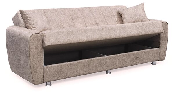 ELVA LIGHT BROWN ΥΦΑΣΜΑ 3ΘΕΣΙΟΣ ΚΑΝΑΠΕΣ/ΚΡΕΒΑΤΙ ΜΕ ΑΠΟΘ.ΧΩΡΟ
