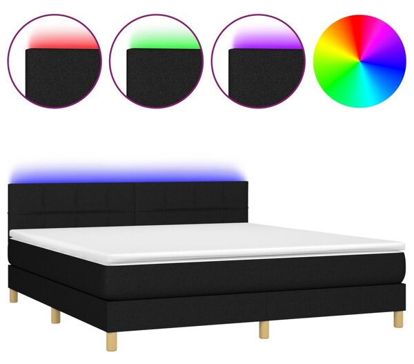 VidaXL Κρεβάτι Boxspring με Στρώμα & LED Μαύρο 160x200 εκ. Υφασμάτινο