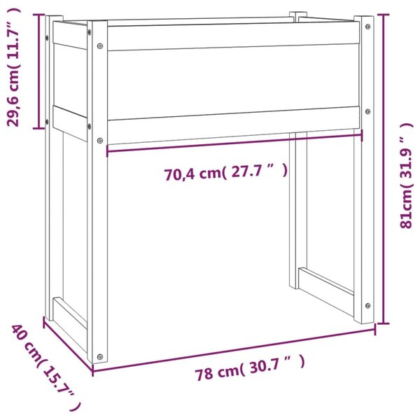 Ζαρντινιέρα Μαύρο 78x40x81 εκ. από Μασίφ Ξύλο Πεύκου - Μαύρο