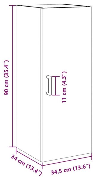 Ντουλάπι Τοίχου Αρτισιανή Δρυς 34,5x34x90 εκ. από Επεξεργ. Ξύλο - Καφέ