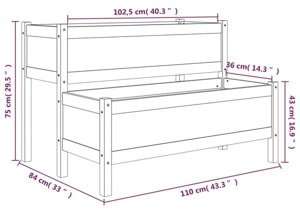 Ζαρντινιέρα Λευκό 110x84x75 εκ. από Μασίφ Ξύλο Πεύκου - Λευκό