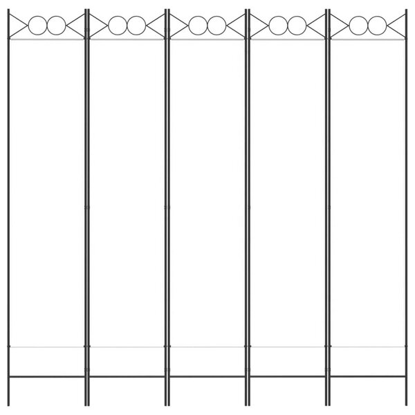 Διαχωριστικό Δωματίου με 5 Πάνελ Λευκό 200x200 εκ. από Ύφασμα - Λευκό