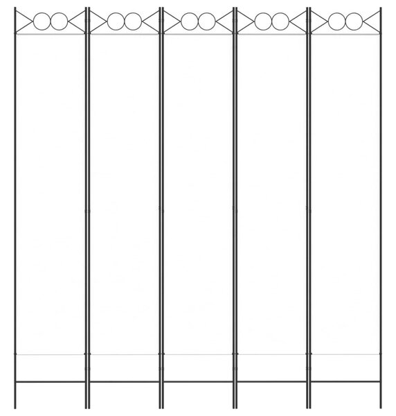 Διαχωριστικό Δωματίου με 5 Πάνελ Λευκό 200x220 εκ. από Ύφασμα - Λευκό