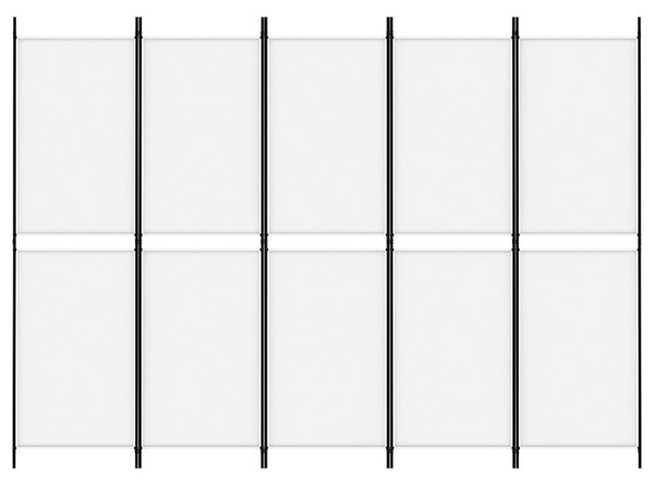 Διαχωριστικό Δωματίου με 5 Πάνελ Λευκό 250x180 εκ. από Ύφασμα - Λευκό