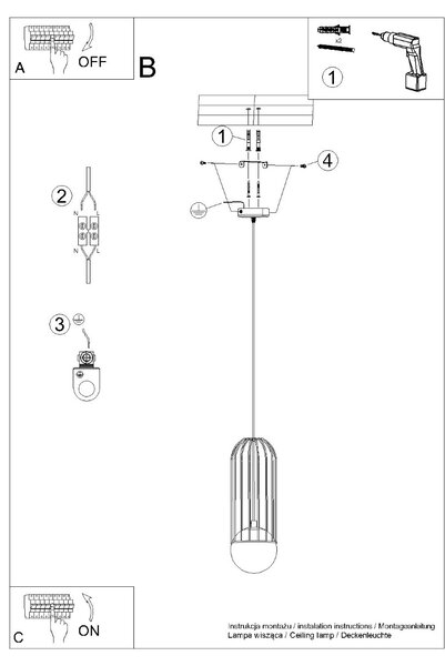 Sollux Κρεμαστό φωτιστικό BRINA 1 μαύρο,ατσάλι,G9 1xmax 8W LED