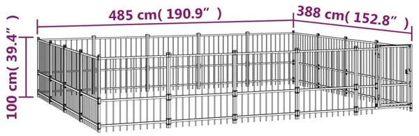 Κλουβί Σκύλου Εξωτερικού Χώρου 18,82 μ² από Ατσάλι - Μαύρο
