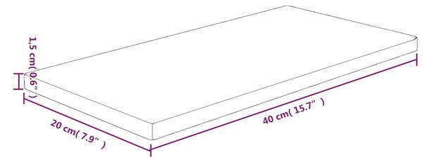 Ράφι 40x20x1,5 εκ. από Ακατέργαστο Μασίφ Ξύλο Δρυός - Καφέ