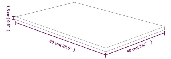 Πάγκος Μπάνιου Αν. Καφέ 60 x 40 x 1,5 εκ. Επεξ. Μασίφ Ξύλο - Καφέ