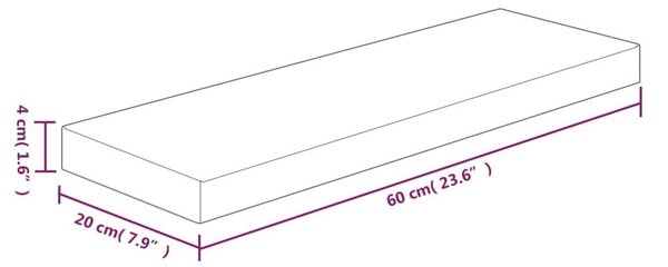 Ράφι 60x20x4 εκ. από Ακατέργαστο Μασίφ Ξύλο Δρυός - Καφέ