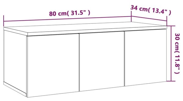 Έπιπλο Τηλεόρασης Γκρι Sonoma 80x34x30 εκ. από Επεξεργ. Ξύλο - Γκρι