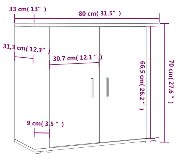 Ντουλάπι Γκρι Sonoma 80x33x70 εκ. από Επεξεργασμένο Ξύλο - Γκρι