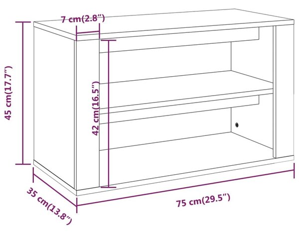 Παπουτσοθήκη Καφέ Δρυς 75 x 35 x 45 εκ. από Επεξεργασμένο Ξύλο - Καφέ