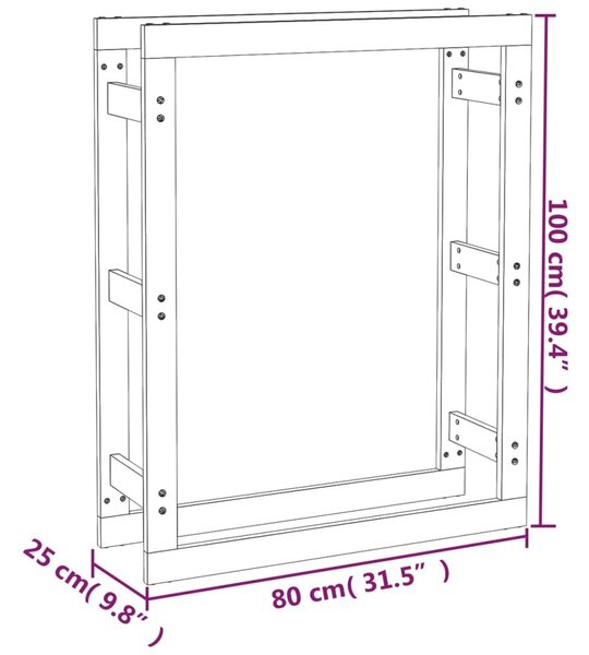 Ραφιέρα Καυσόξυλων Καφέ Μελί 80x25x100 εκ. Μασίφ Ξύλο Πεύκου