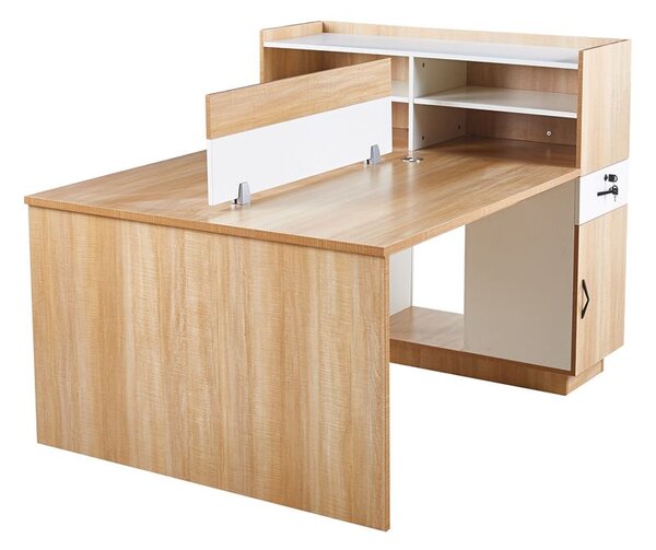 WORKSTATION Γραφείο - Σταθμός Εργασίας 2 Θέσεων, Melamine Απόχρωση Sonoma-Άσπρο 160x120x75cm