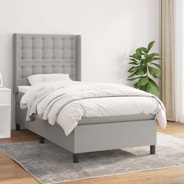 VidaXL Κρεβάτι Boxspring με Στρώμα Ανοιχτό Γκρι 80x200 εκ. Υφασμάτινο