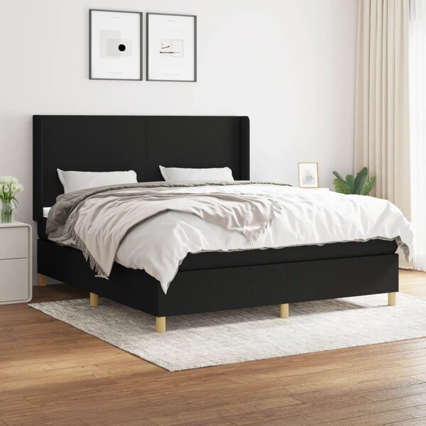 VidaXL Κρεβάτι Boxspring με Στρώμα Μαύρο 180x200 εκ. Υφασμάτινο