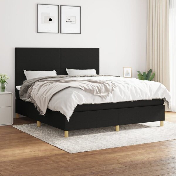 VidaXL Κρεβάτι Boxspring με Στρώμα Μαύρο 180x200 εκ. Υφασμάτινο