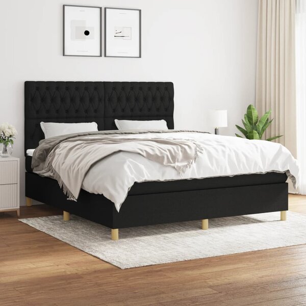 VidaXL Κρεβάτι Boxspring με Στρώμα Μαύρο 180x200 εκ. Υφασμάτινο