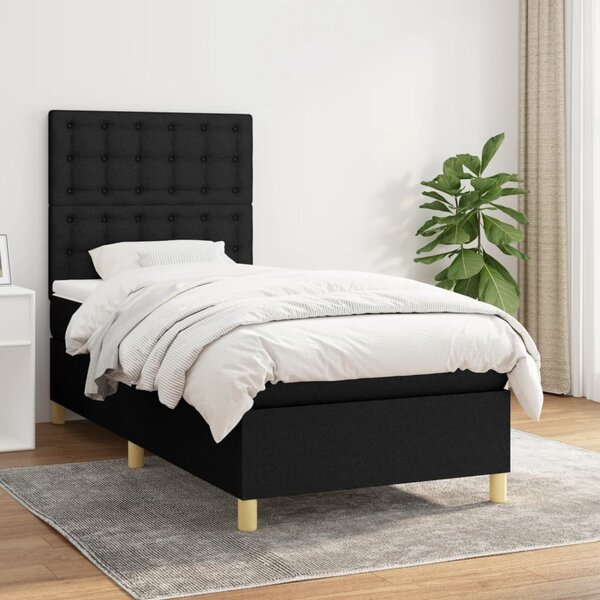 VidaXL Κρεβάτι Boxspring με Στρώμα Μαύρο 80 x 200 εκ. Υφασμάτινο