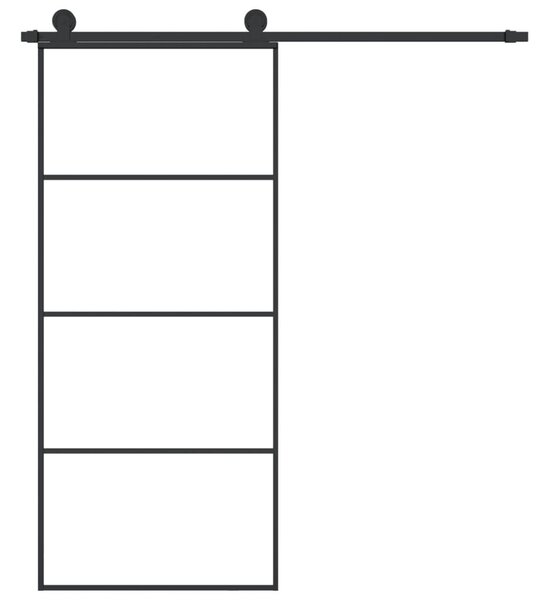 Συρόμενη Πόρτα με Μηχανισμό 90x205 εκ. Γυαλί ESG & Αλουμίνιο - Μαύρο