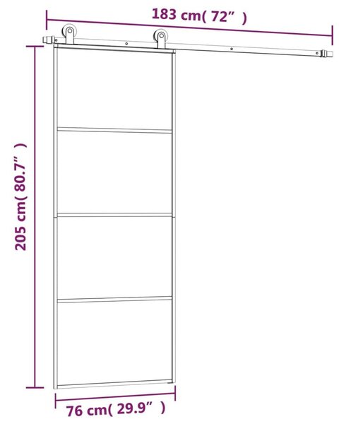 Συρόμενη Πόρτα με Μηχανισμό 76x205 εκ. Γυαλί ESG & Αλουμίνιο - Μαύρο